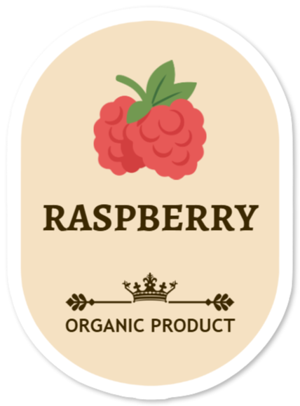 Sticker met productetiket – framboos